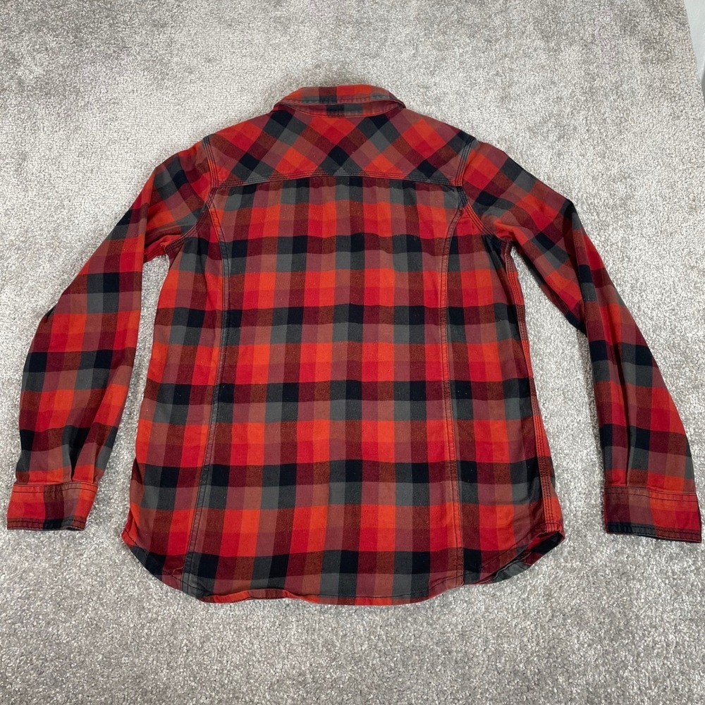 Carhartt Flannel Shirt Womens Small 4 6 Red Black Plaid Button Up - Picture 6 of 12